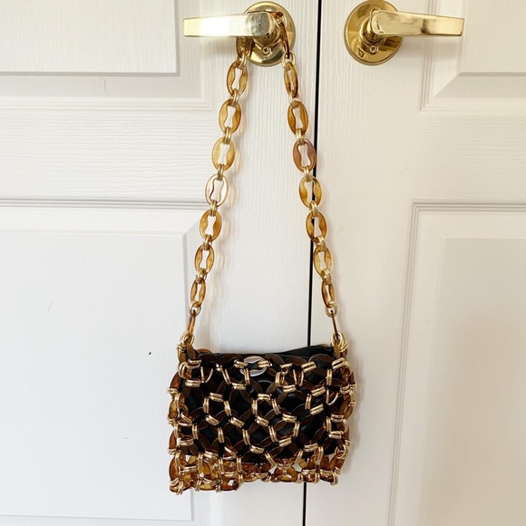 Topshop BNWOT Tortoiseshell Gold Chain Purse - Picture 2 of 4